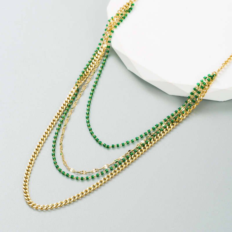 Ethnic Style Geometric Titanium Steel Gold Plated Layered Necklaces 1 Set