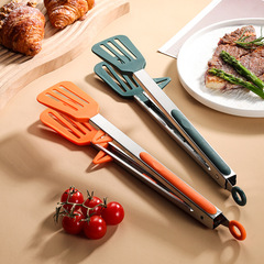 Green, orange-red, three-line plastic stainless steel food tongs, standing-style hanging self-service food tongs, can be hung vertically
