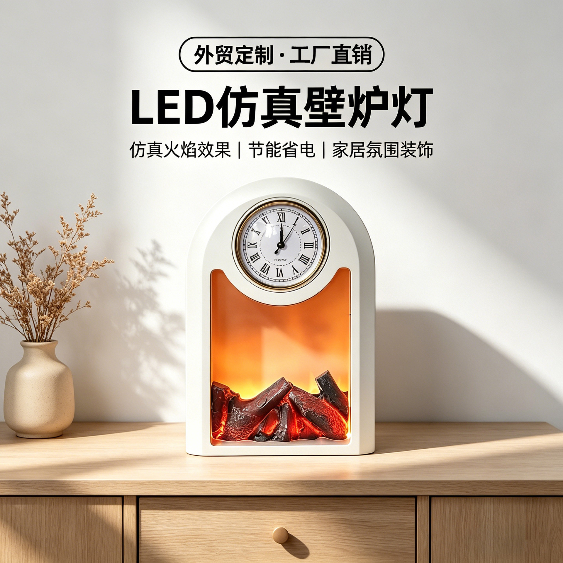 Lámpara de chimenea leña LED lámpara de viento bar hogar escenario de escritorio diseño de lámpara de chimenea ventana atmósfera props decorativos