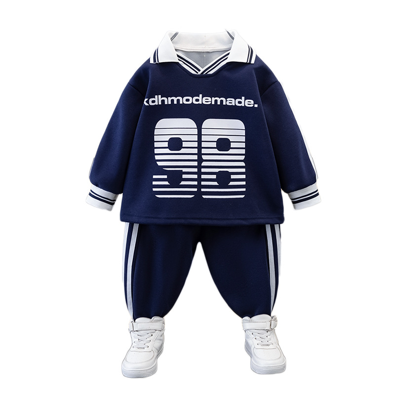 7688 Traje de suéter fresco de moda para niños Primavera y otoño Manga larga suelta deportiva Traje de dos piezas 2025 Nueva ropa casual para niños