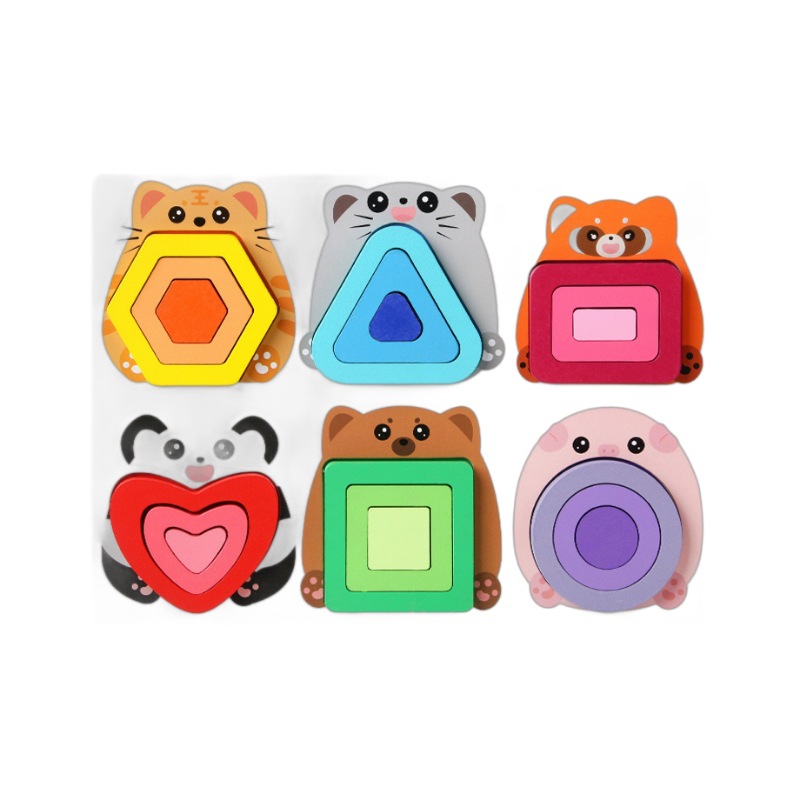 Forma Montessori a juego con juguetes de tablero de rompecabezas geométrico panel de agarre manual para niños bloques de construcción de rompecabezas hombres y mujeres 1 niño 3 años bebé