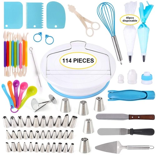 Amazon Cross-border 220/512 piece set cake frosting turntable decoration frosting tip set fondant baking tool