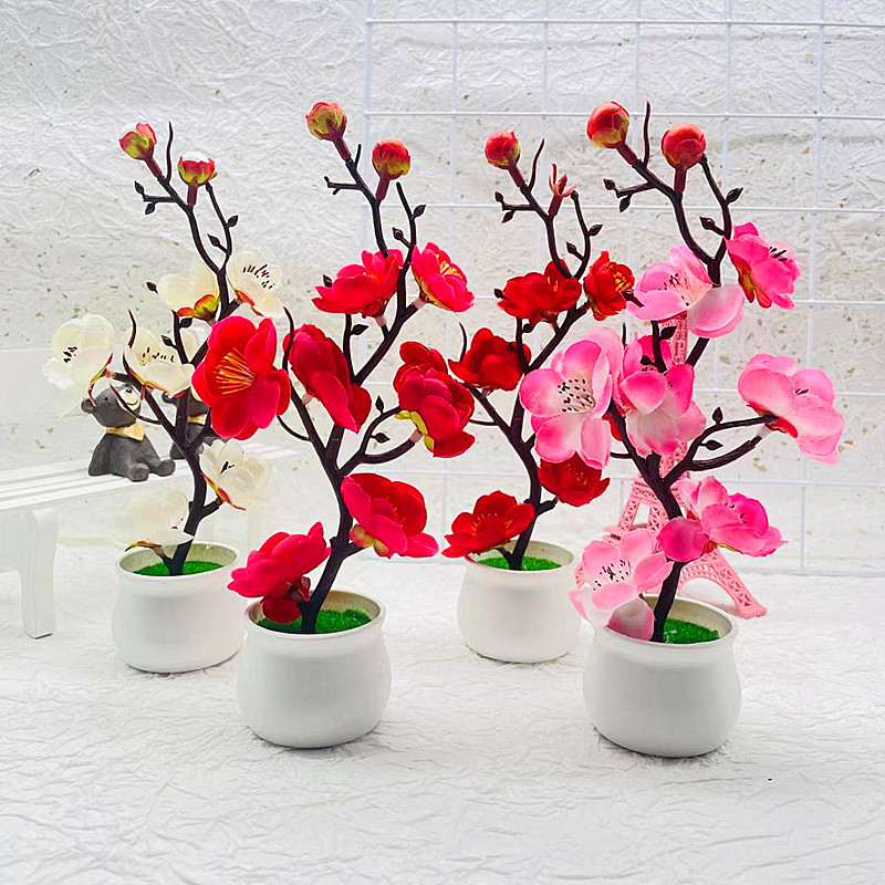 仿真盆栽假花盆景仿真梅花臘梅爪子盆景批發家居裝飾擺件婚禮布景
