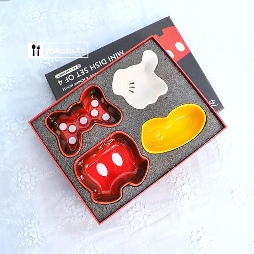 LC Cool Color Mickey Series Household Cartoon Mug Ceramic Dip Plate Dip Dish Snack Seasoning Plate Tableware Plate