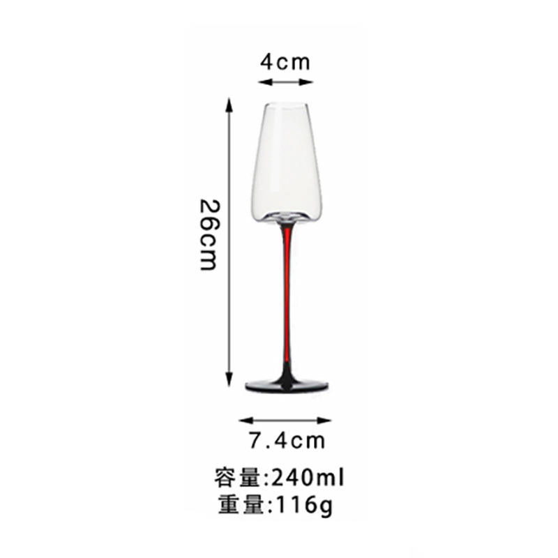 Elegante simple copa de cristal de vino copa de vino de gran capacidad Gran vientre negro pajarita copa de champán