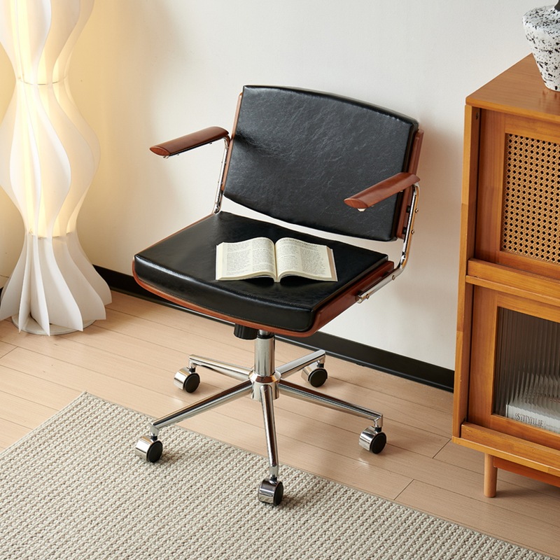 Medieval Style Solid Wood Home Computer Chair Retro Bauhaus Desk Office Chair Lift Rotating Backrest Berlin Swivel Chair