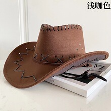 跨境批发西部牛仔帽子男女款防晒帽欧美式复古大檐沙滩遮太阳帽