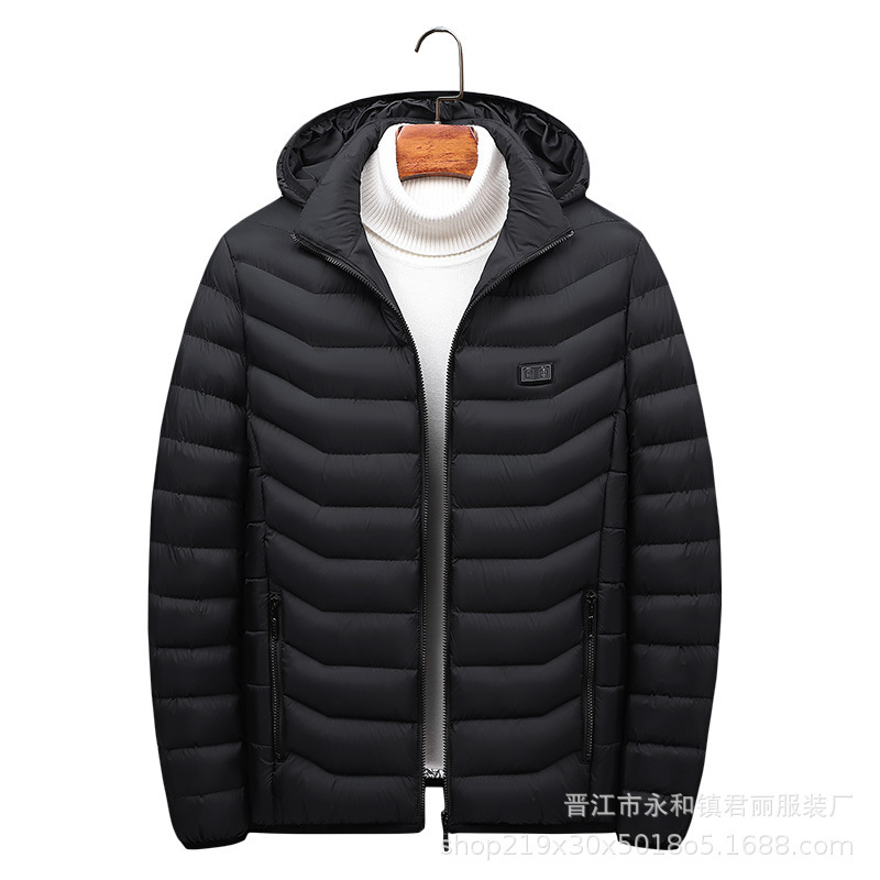 폭발성 의류 남성과 여성의 후드 크로스 보더 스마트면 패딩 재킷 USB 일정한 온도 전기 난방 따뜻한 겨울 난방 긴 소매