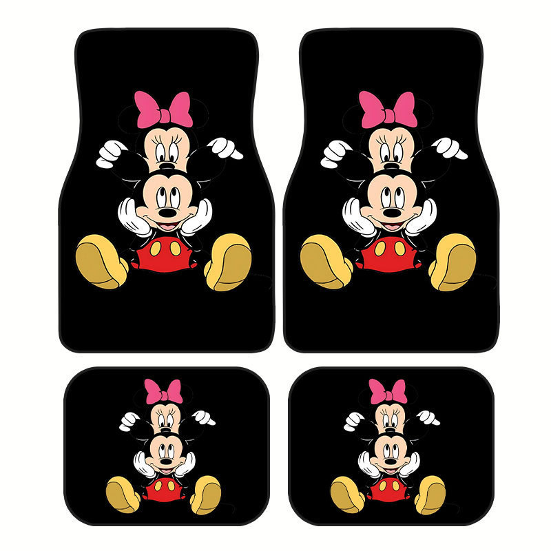 Cross-border Hot-selling Cartoon Mickey Car Mat Four-piece Dirt-resistant Easy-care Floor Mat Amazon Floor Mat for Hair