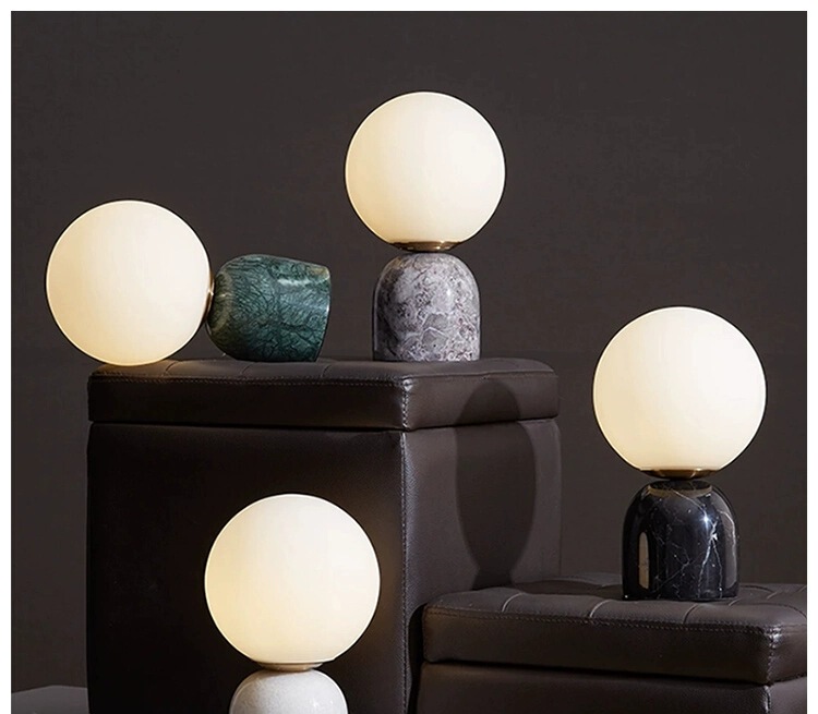 Nordic Decorative Home Decoration Desktop Table Lamp Creative Moon Lamp Bedside Marble Nightlight Dimmable