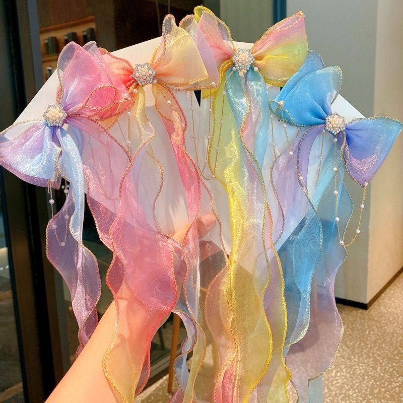 Accesorios para el cabello para niños Perla borla arco cinta trenzada clip de pelo tocado femenino verano niña princesa banda de pelo femenino corbata de pelo