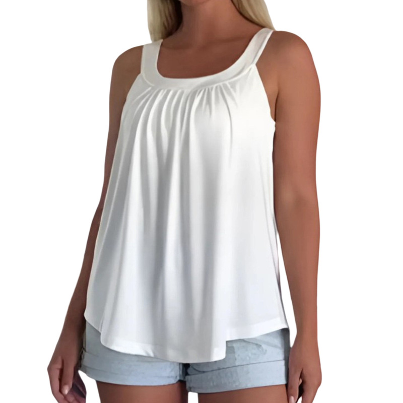 2026 European and American Cross-Border Amazon New Style Sleeveless Solid Color Casual Outerwear Loose Fit Camisole with Chest Pads 2026 European and American Cross-Border Amazon New Style Sleeveless Solid Color Casual Outerwear Loose Fit Camisole with Chest Pads