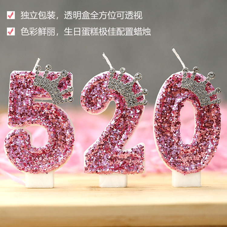 Nuevo cumpleaños vela digital corona princesa rosa pastel creativo vela transfronteriza e-commerce AliExpress vela dedicada