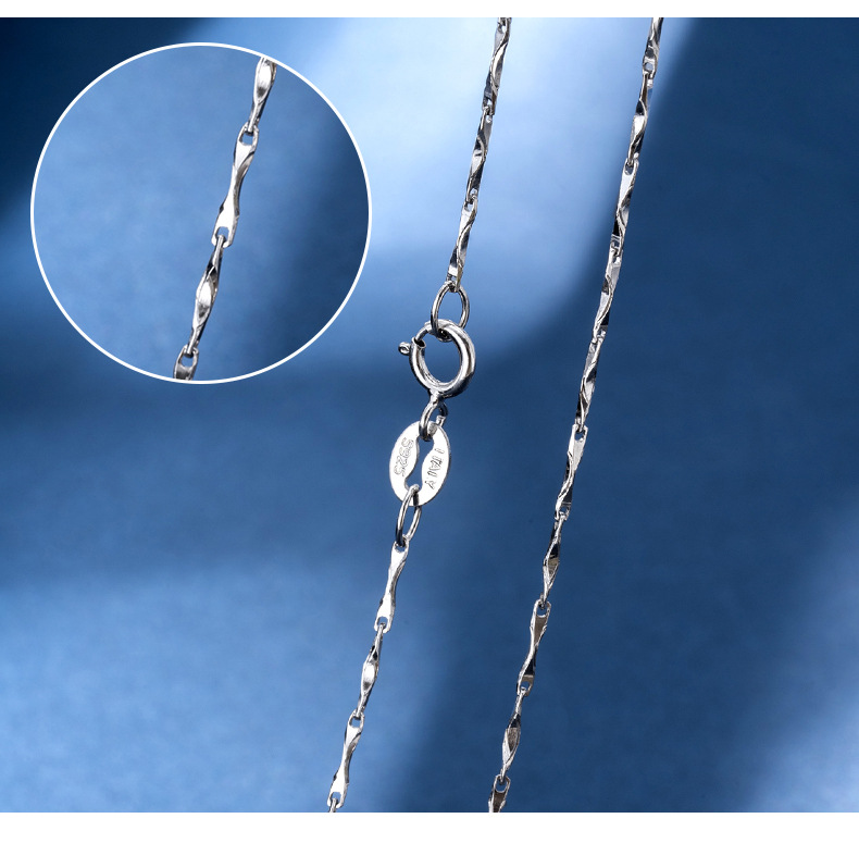 1g Weight 925 Sterling Silver Pendant Material 1 Piece 925 Sterling Silver Geometric 925 Sterling Silver Melon Seeds Chain Cable Chain Box Chain Chain Necklace