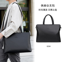 袋鼠高级感男士公文包新款手提皮包商务会议包单肩包跨境现货男包