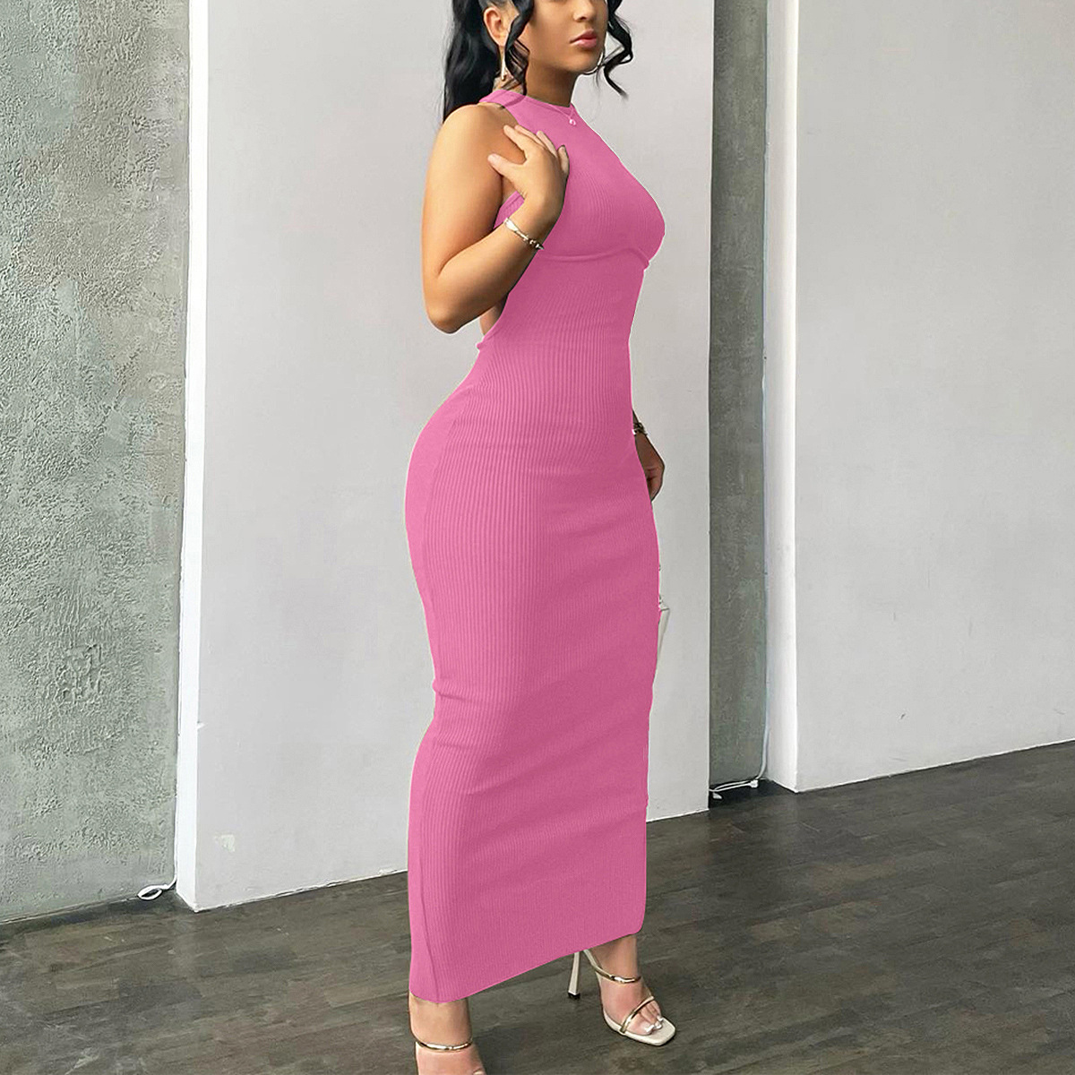 203g Weight Maxi Long Dress Dress Length Type Sleeveless Sleeve Length Sheath Dress Dresses Type Polyester Fabric Type Casual, Holiday, Daily Occasion Halter Neck Neckline Slim Fit Type Solid Color Pattern Summer, Spring, Autumn Season Sexy Style Backless Craft Wholesale Women's Sexy Backless Solid Color Casual Holiday Daily Halter Neck Sleeveless Sheath Dress 14