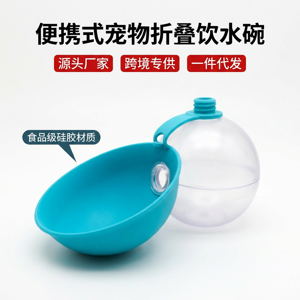 Taza de agua para perros transfronterizos plegable portátil para perros, taza de acompañamiento para perros al aire libre, alimentador de agua para perros, hervidor de agua, bebedor de agua