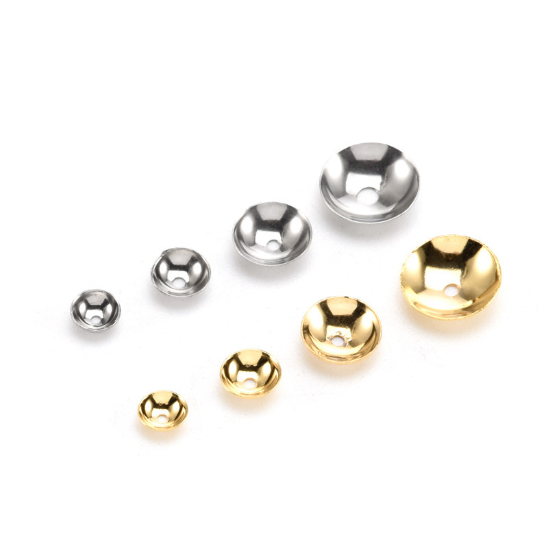 Factory wholesale stainless steel 3-10mm Pearl tray Bowl cap bracelet necklace round spacer gold plated tray cover diy accessories