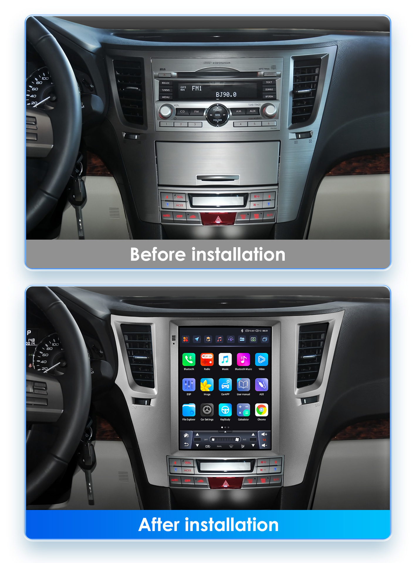 Suitable for 09-14 Subaru Outback 9.7inch Vertical Screen Android Large Screen Car Mp5 Navigator