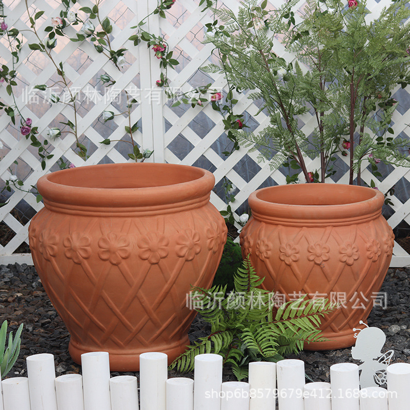 Cesta de flores de paisaje maceta de cerámica roja maceta de cerámica gruesa maceta de decoración de jardín maceta de cerámica de comercio exterior maceta de flores de novatos transpirables