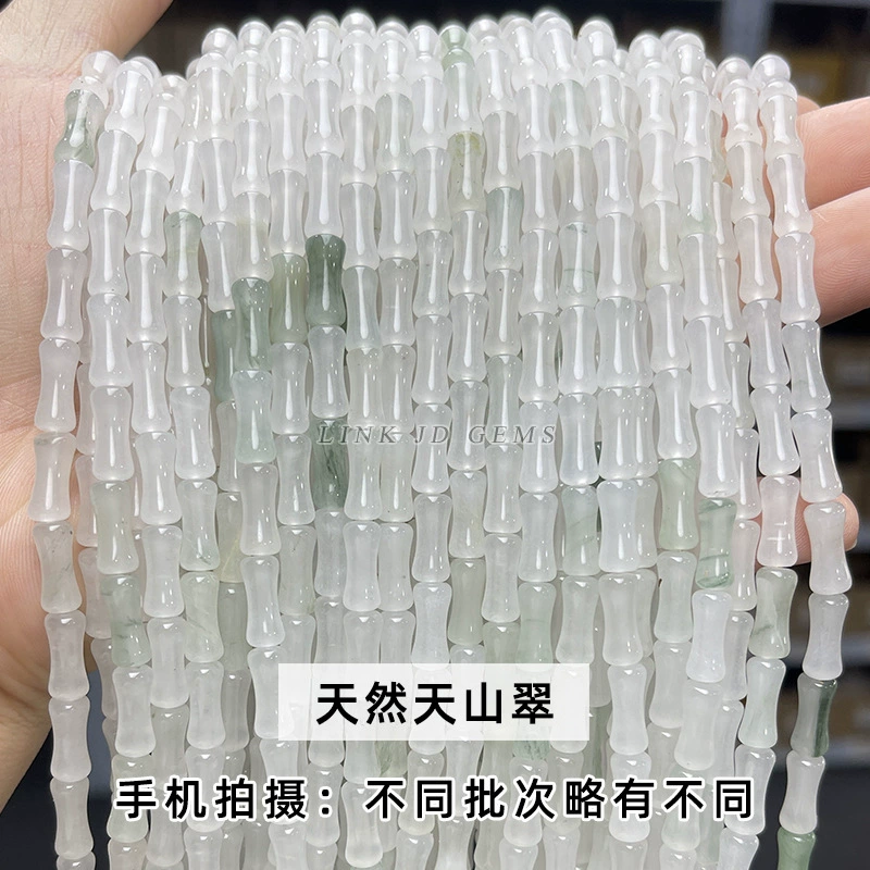 Bamboo Tube Beads, Natural Southern Jade 5×12 mm — ~31 pcs Strand, Organic Jewelry Beads