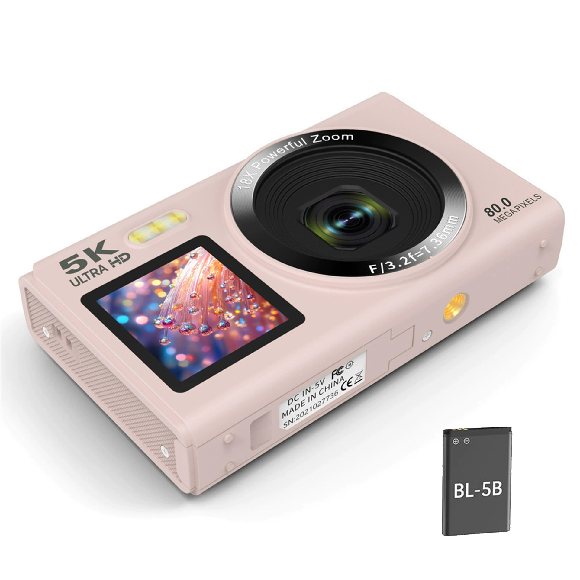 Цифровая камера ручная 5K Ultra HD, 18× зум, 80 Мп, компактная 21×15×10 см