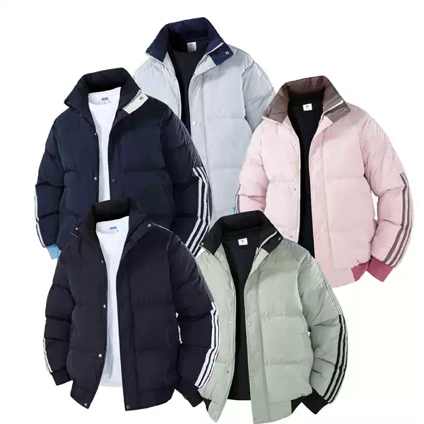 Two-tone stand-up collar cotton jacket for men and women, 2026 new winter thickened cotton coat, men's warm color-blocking cotton coat