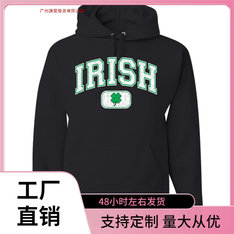 Wild Bobby Retro Irish Shamrock Classic St. Patrick's Day Unisex Graphic Hoodie