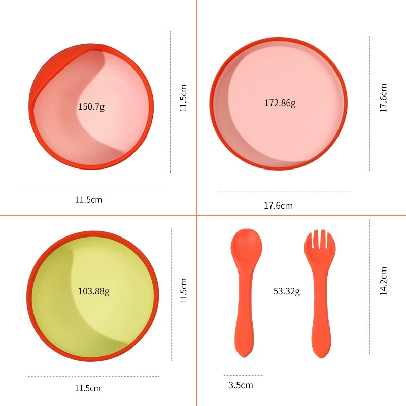 Children's tableware, two-color set, silicone dinner plate for food