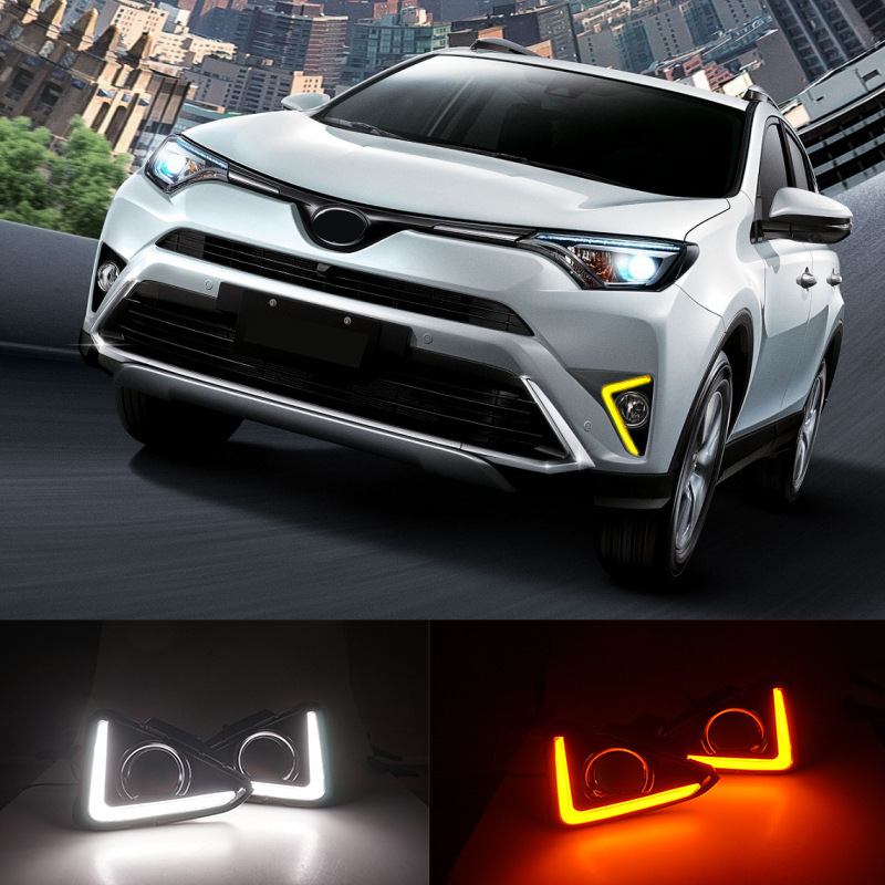 Aplicable 16 17 18 19 Toyota RAV4 luces diurnas renovación LED luces diurnas luces de niebla delanteras image 3
