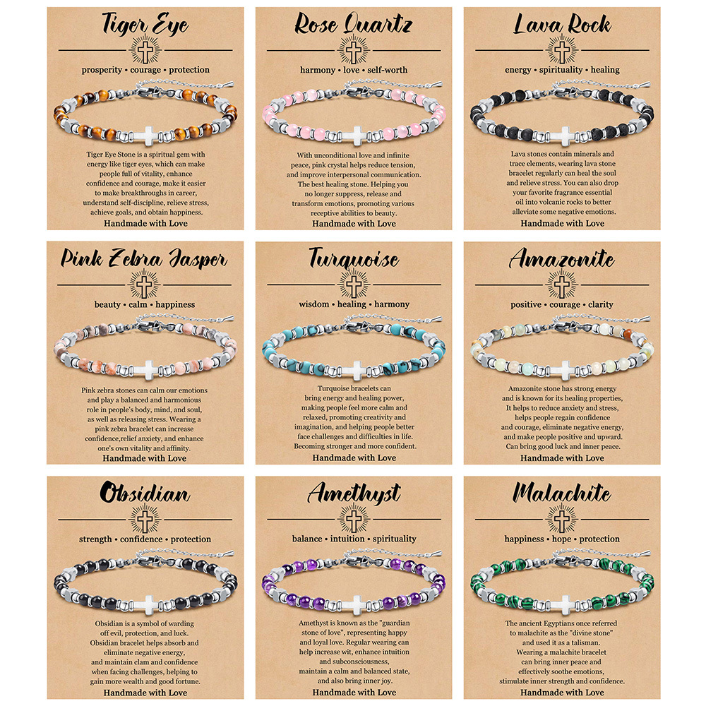 Daily, Party, Festival Occasion 304 Stainless Steel, natural stone Material Casual Simple Style Cross 304 Stainless Steel Natural Stone Wholesale Bracelets