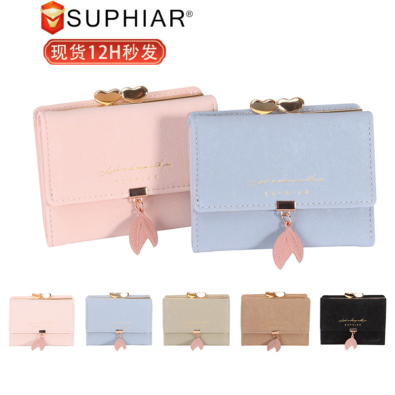 Venta al por mayor 2025 franela simple nueva billetera pequeña corta para mujer monedero para tarjeta billetera integrada estudiante mujer