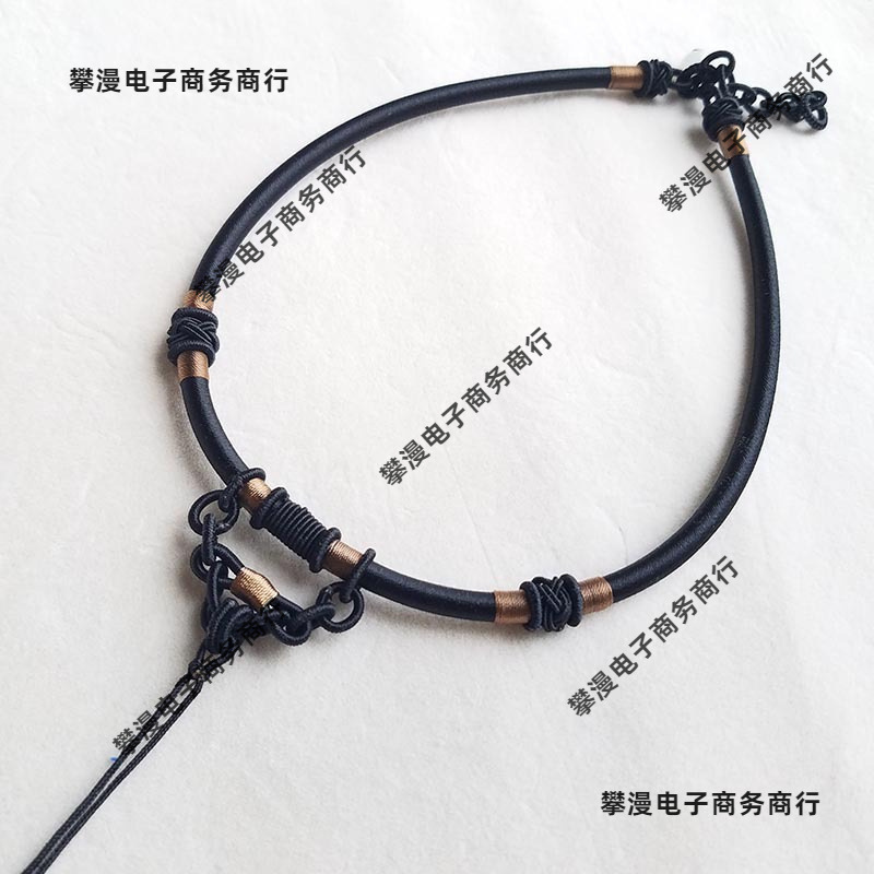 手编绳DIY黑项圈玉佩挂项链结吊坠男女编织简约时尚|undefined