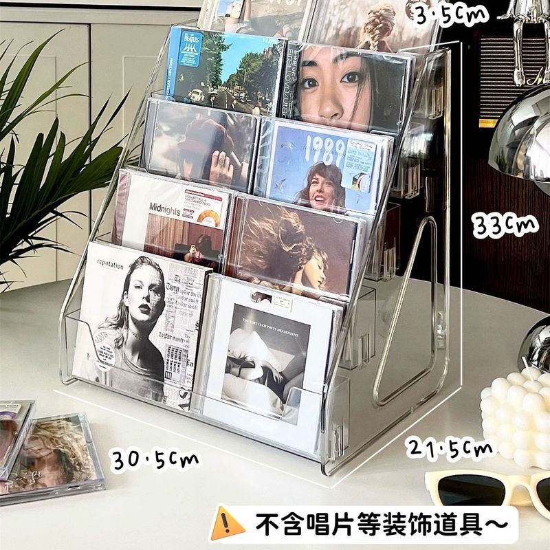 CD碟片架子亚克力阶梯黑胶唱片收纳盒光盘光碟磁带存放专辑展示架|undefined