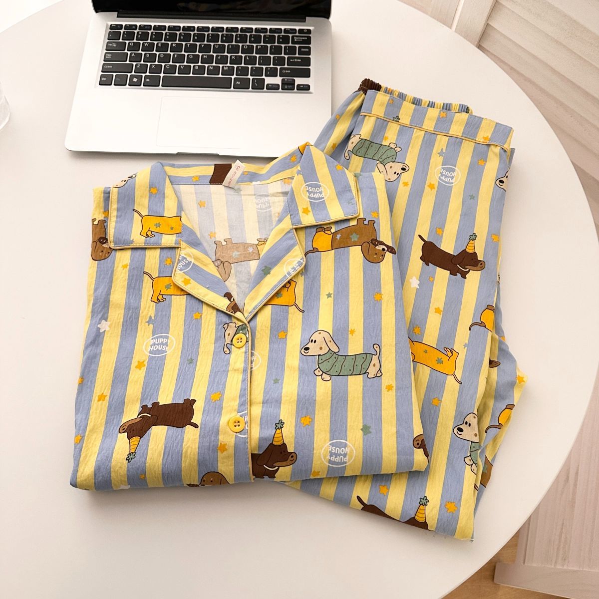 120G nubes de algodón pijama ropa para el hogar mangas cortas pantalones largos conjunto entidad mayorista sudeste asiático TK pedidos de comercio exterior transfronterizo