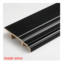 PVC卡扣地脚线带阴阳角平接堵头黑色墙角装饰线板木纹踢脚线批发