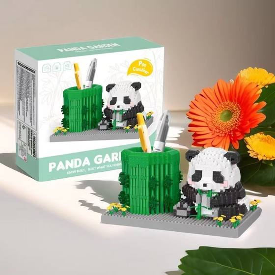 [Cross-border Building Blocks] Mushroom House Panda Penholder MINI Particle Microparticle Building Blocks Export to Amazon Cross-border