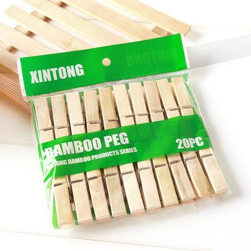 Large 6cm20 bags bamboo clip household bamboo drying clothes clip windproof pants clip multifunctional bamboo clip