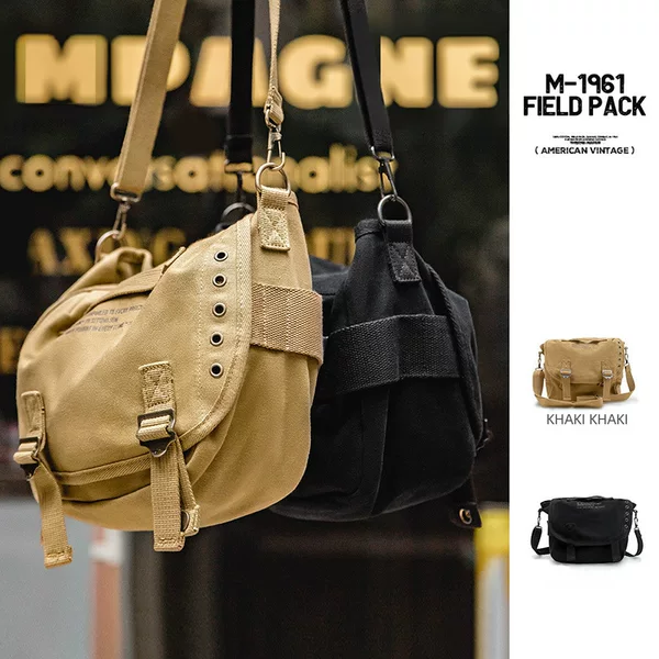 Marden workwear American retro M1961 letter canvas messenger bag portable shoulder motorcycle waist bag messenger bag for men