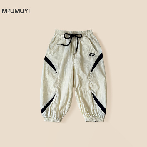Boys pull-up trousers 2025 summer new thin anti-mosquito pants loose casual children's fashionable versatile trousers