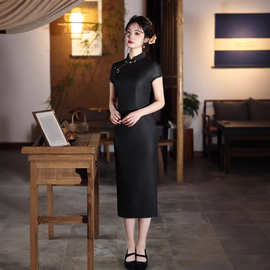 TR 仿牛仔单层新中式改良旗袍女 2026 夏季年轻款修身日常 连衣裙