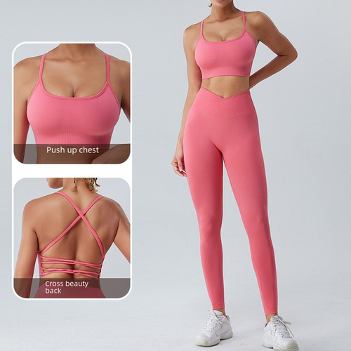 Cross-border new seamless sports bra for women, cross-body beauty yoga backless sports top, running and fitness clothing