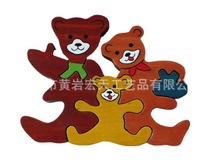 批发出口来稿设计礼品木制动物熊卡通拼板拼图玩具
