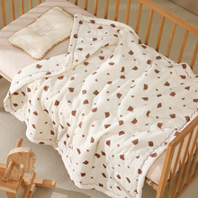 新生儿纱布纯棉童被宝宝抱被全棉初生a类幼儿园盖毯卡通婴儿浴巾