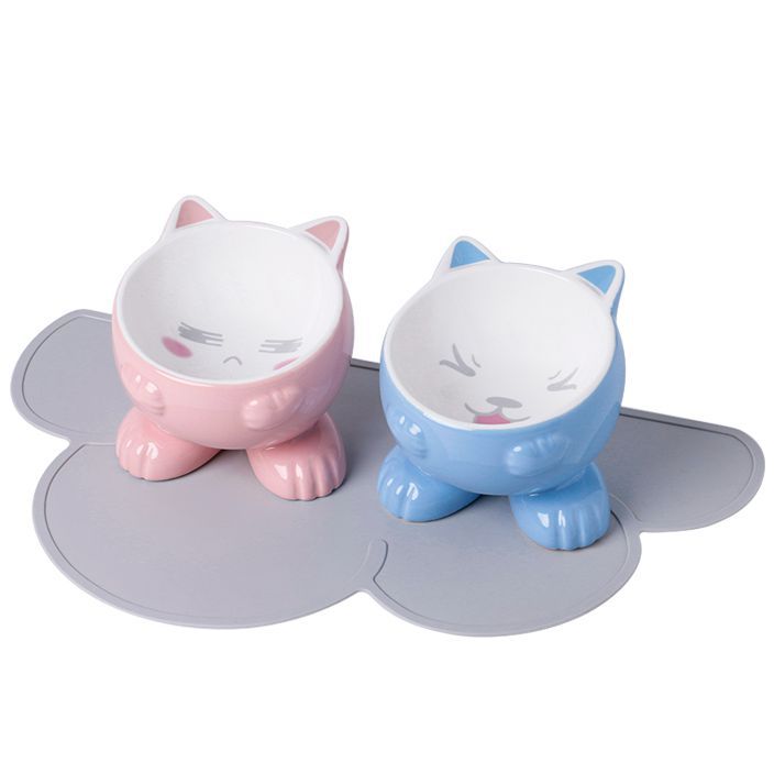 파우더 고양이 귀 + 파란 고양이 귀 + 미끄럼 방지 매트