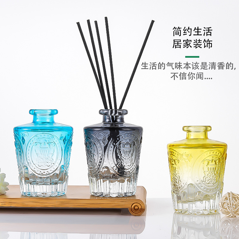 高颜值螺口圆柱100ml咖啡空瓶彩色50ml无火香薰瓶藤条方形香薰瓶|undefined