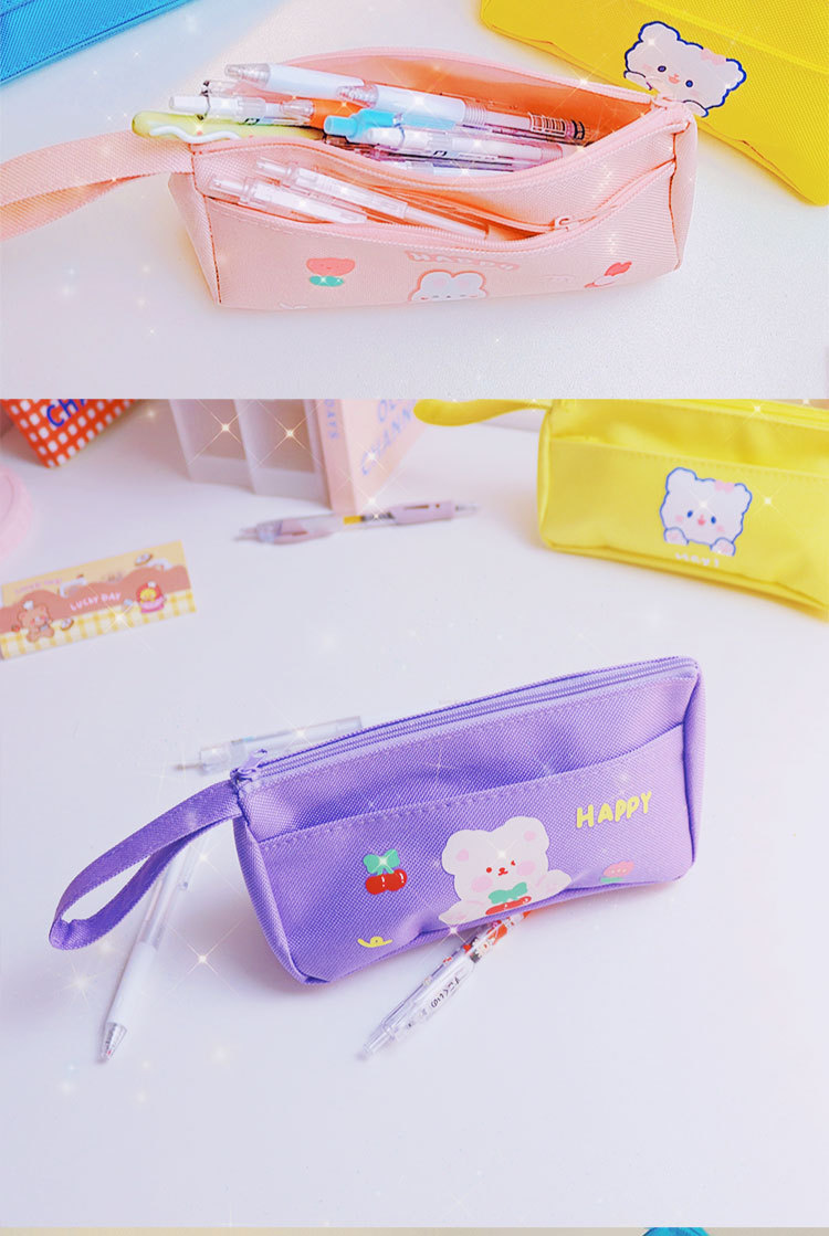 Double Layer Pencil Bag Girl Large Capacity Good-looking Ins Japanese Junior High School Student Girls Cute Stationery Box display picture 3