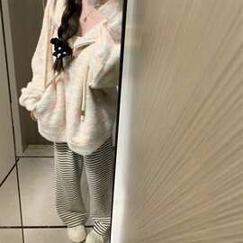 早秋季连帽毛衣外套女秋冬季新款慵懒风感宽松针织衫开衫