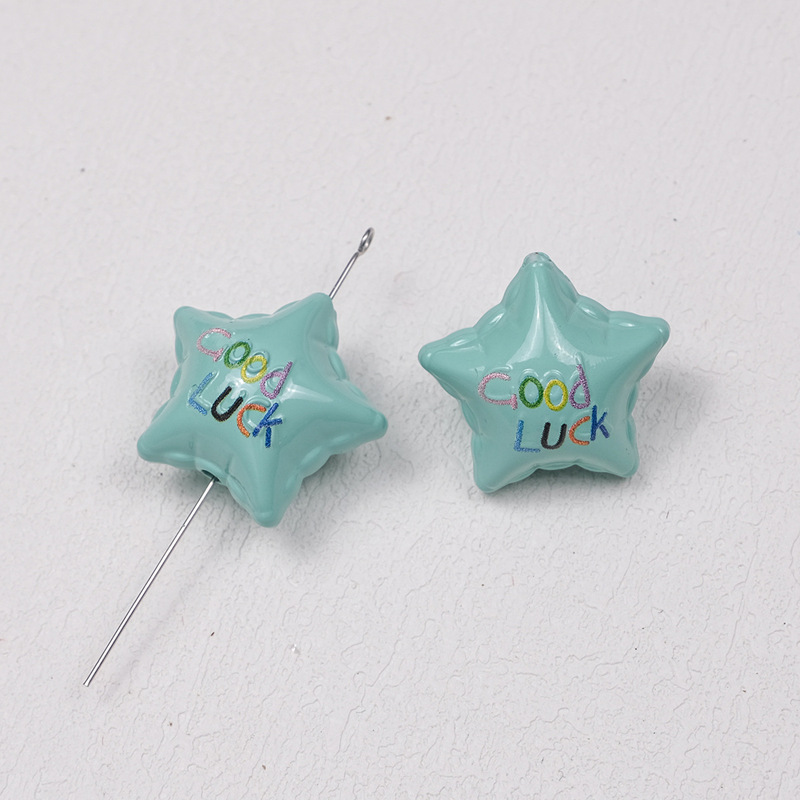 烤漆双面goodluck星星气球色穿孔珠包挂手机链条手链diy饰品配件|undefined