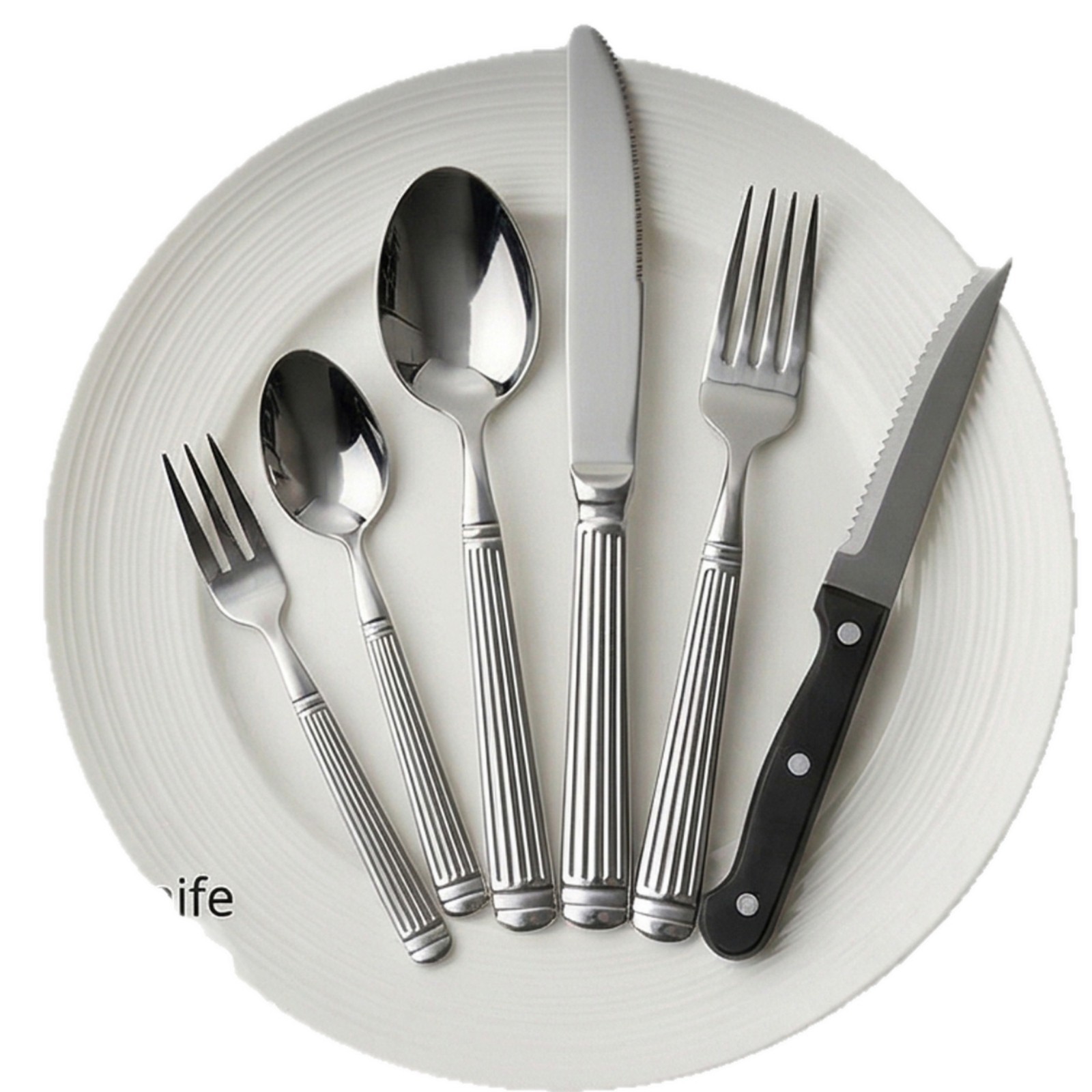 OZON conjunto de cubiertos de columna romana 6 piezas principales espejo pulido cubiertos de hotel cuchillo de comida occidental tenedor cuchara cuchillo de filete